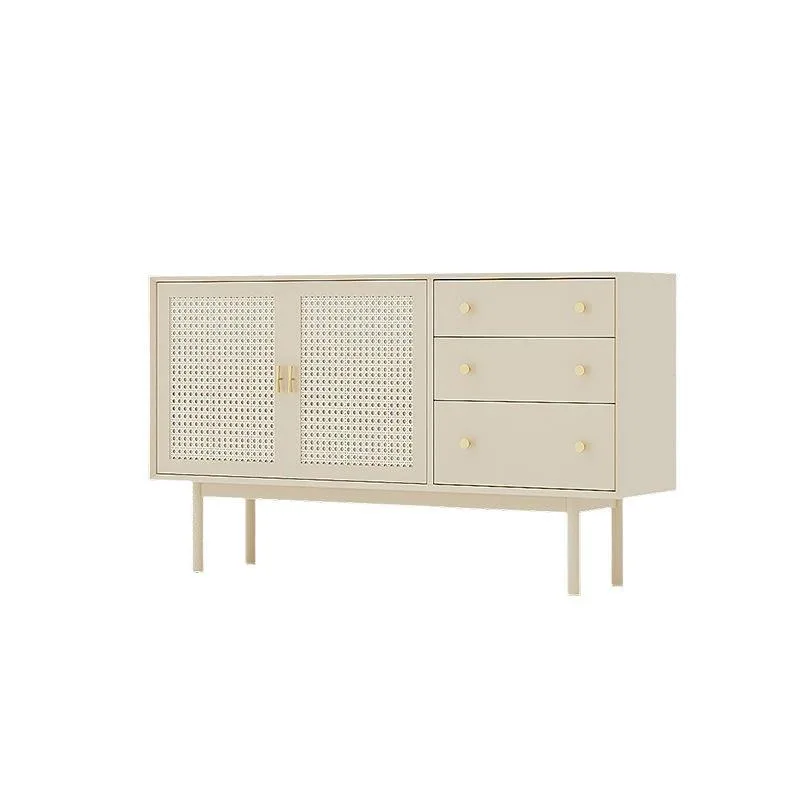 Nordic solid wood dining side cabinet, simple living room cabinet, locker Japanese rattan entrance TV cabinet