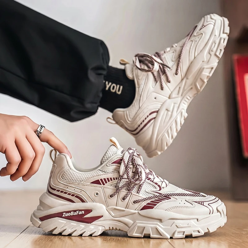Men's shoes mesh new style spring and autumn versatile casual sports shoes, height increasing thick soled trendy shoes,anti slip