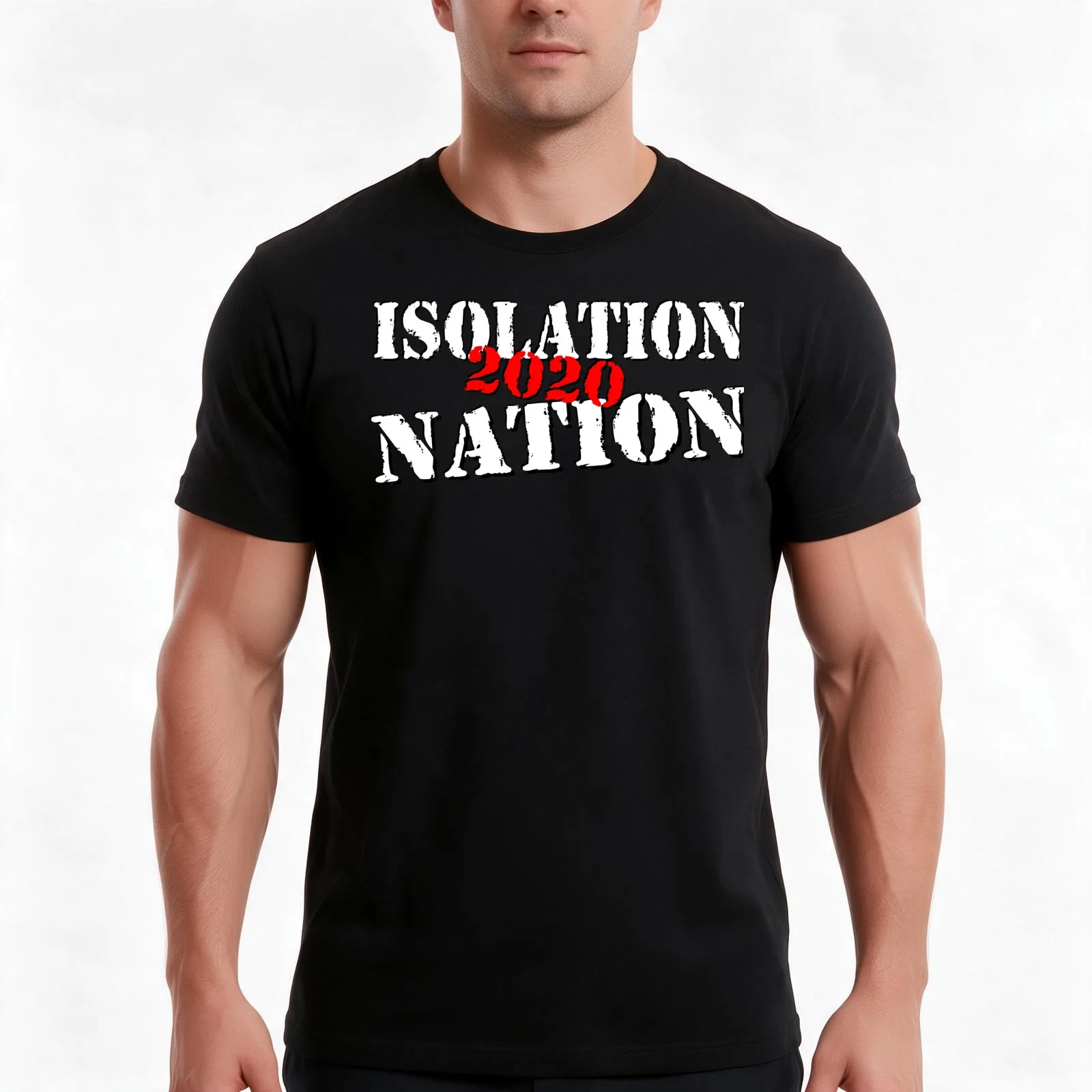 Isolation Nation 2020 T-Shirt, Summer Casual Cotton Tee, Oversized Streetwear Tops, Vintage Graphic Print, Unisex Men Women