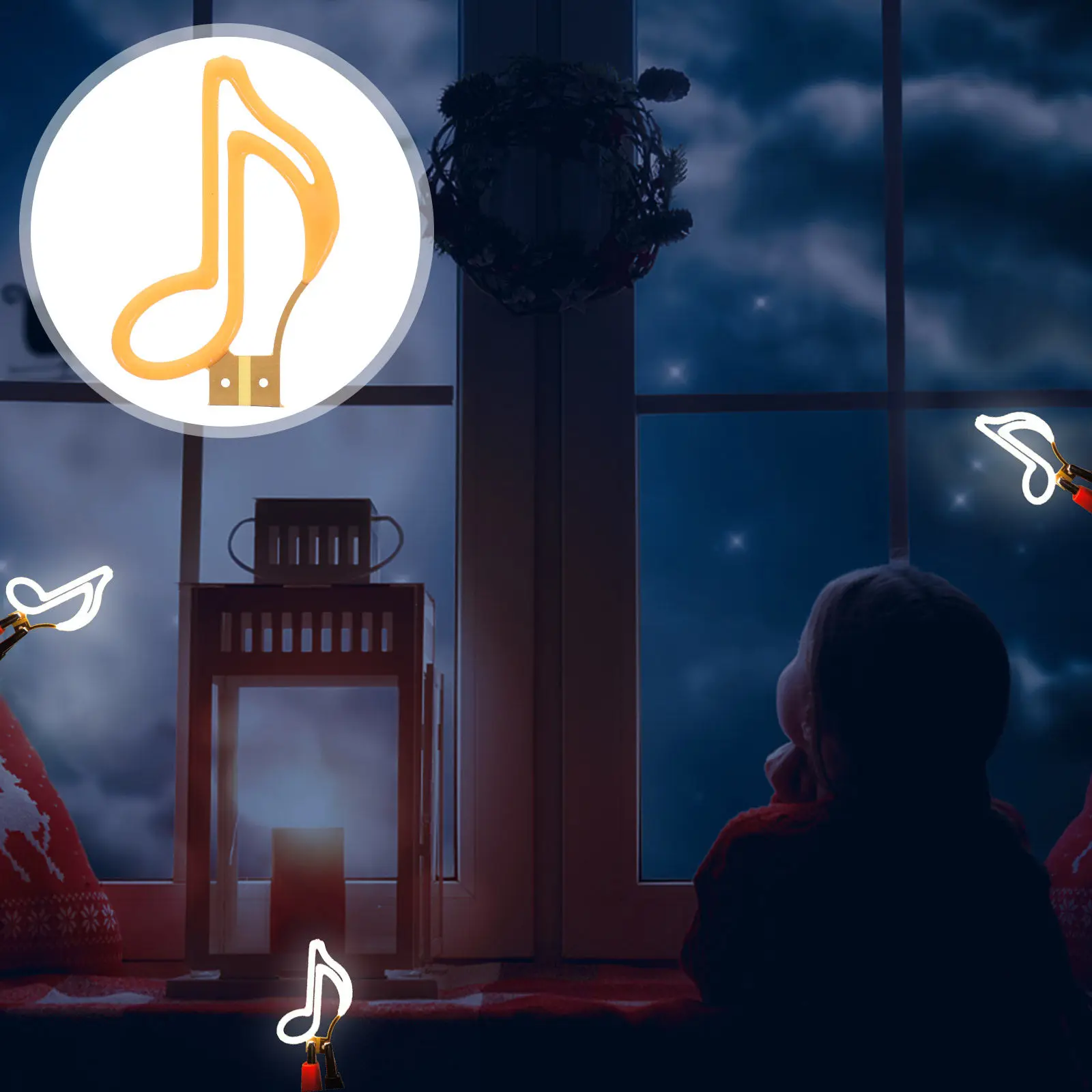 

Music Note LED Lamp Vintage Design Soft Filament Warm Yellow Light Music Home Decor Neon Sign Decorative Light