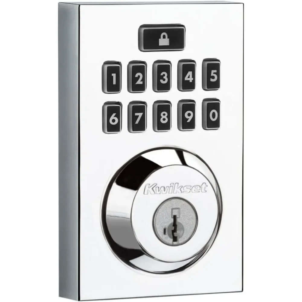 Contemporary Keypad SmartCode Electronic Deadbolt Smart Lock featuring SmartKey Security and ZigBee 3.0 Technology in Polished