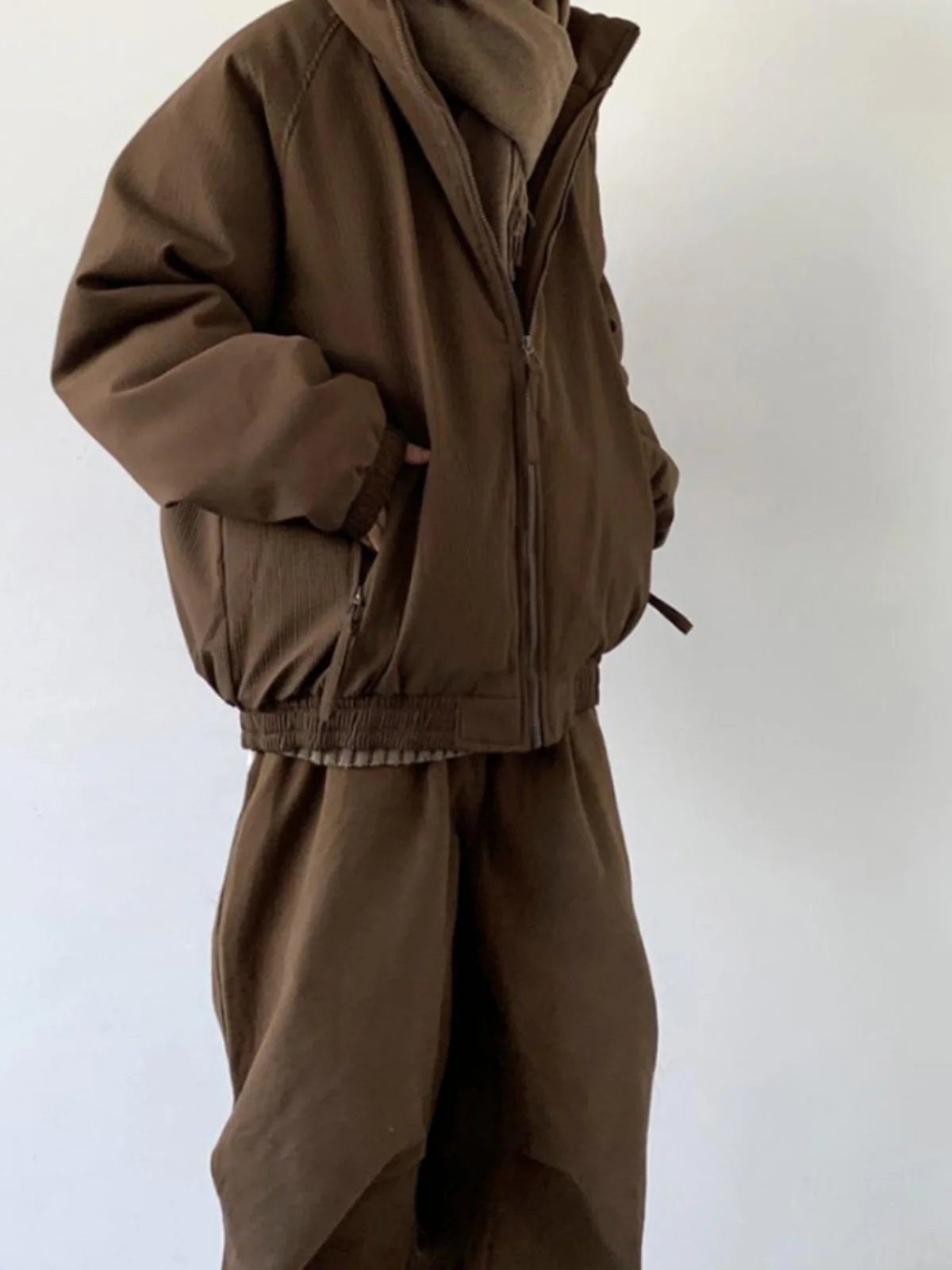 

Ретро-японская женская куртка из хлопка с вертикальными полосками кофейно-коричневого цвета, теплая утолщенная зимняя верхняя одежда