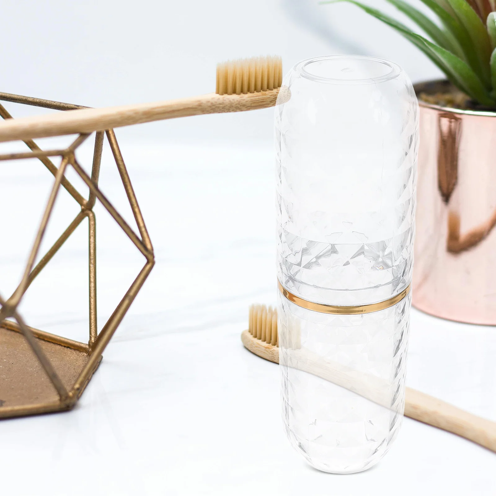 

Toothbrush Holder Box Transparent Dual Cups Multi-Functional Travel Home Gym Storage Case Toothpaste Toothbrush Cup Plastic