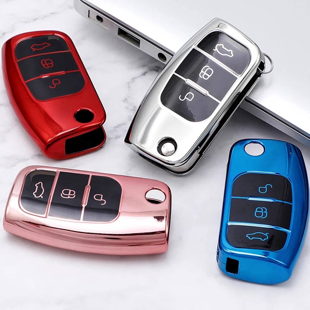 TPU Car Key Cover Case for Ford Focus 2 MK2 Fiesta Mondeo Galaxy Falcon Territory Ecosport 3 Button Fob Shell Holder Protector