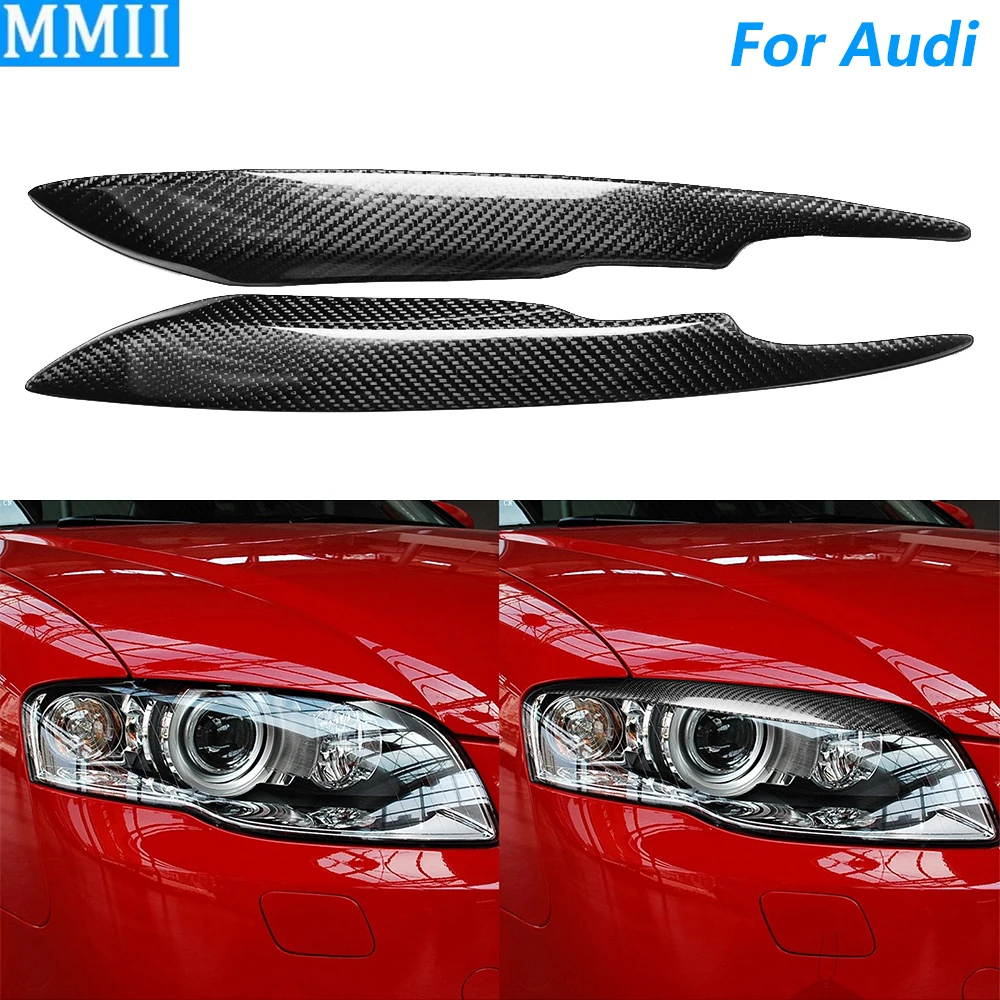 

Для Audi A4 B7 S4 4-дверная 2006 2007 настоящая сухая передняя фара из углеродного волокна, крышка для век, панель декоративных автомобильных аксессуаров