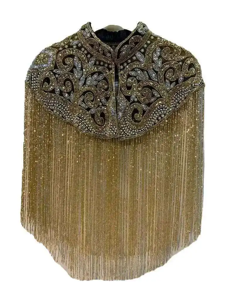Long Tassel Shawl Paired With Cheongsam Dress Wedding Coat Cos Indian Heavy Industry Beaded Shawl Long Tassel Arab Gown Shawl