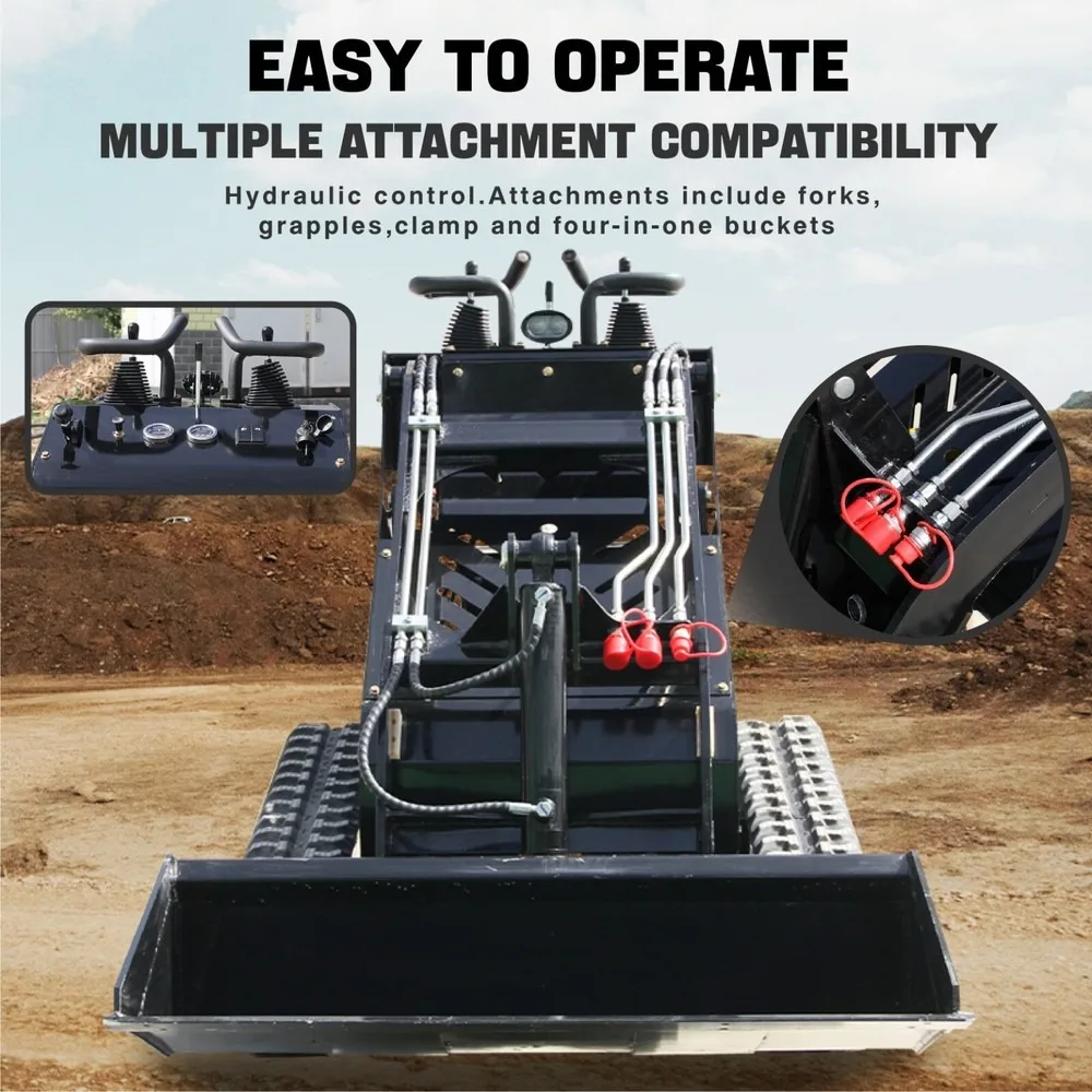 Carregador de direção multiuso de 13,5 HP com garantia de um ano, mini motor EPA de crawler stand-on com trilhos estendidos