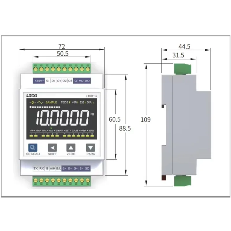 RS485/RS232 Modbus-RTU force meter 0~ 20mA/0~ 10v strain meter bridge sensor capture