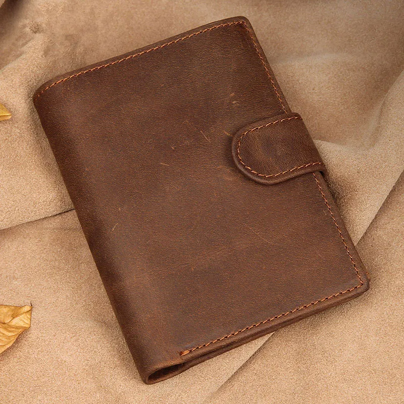 Genuine Mad  Leather Wallet Men's Casual Large Capacity Retro Style Multi-Card Slot Wallet Anti-RFID Theft