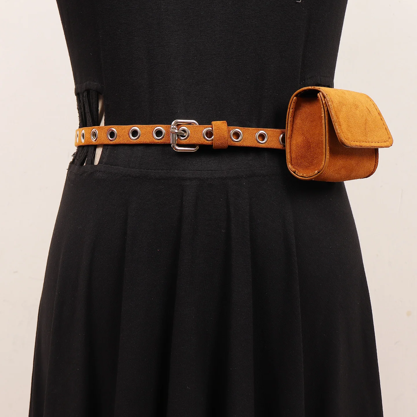 

2025 Autumn Design PU Suede Chest Bag Vintage Imitation Suede Leather Waist Belt with Lipstick Coin Bag Street Mini Fanny Packs