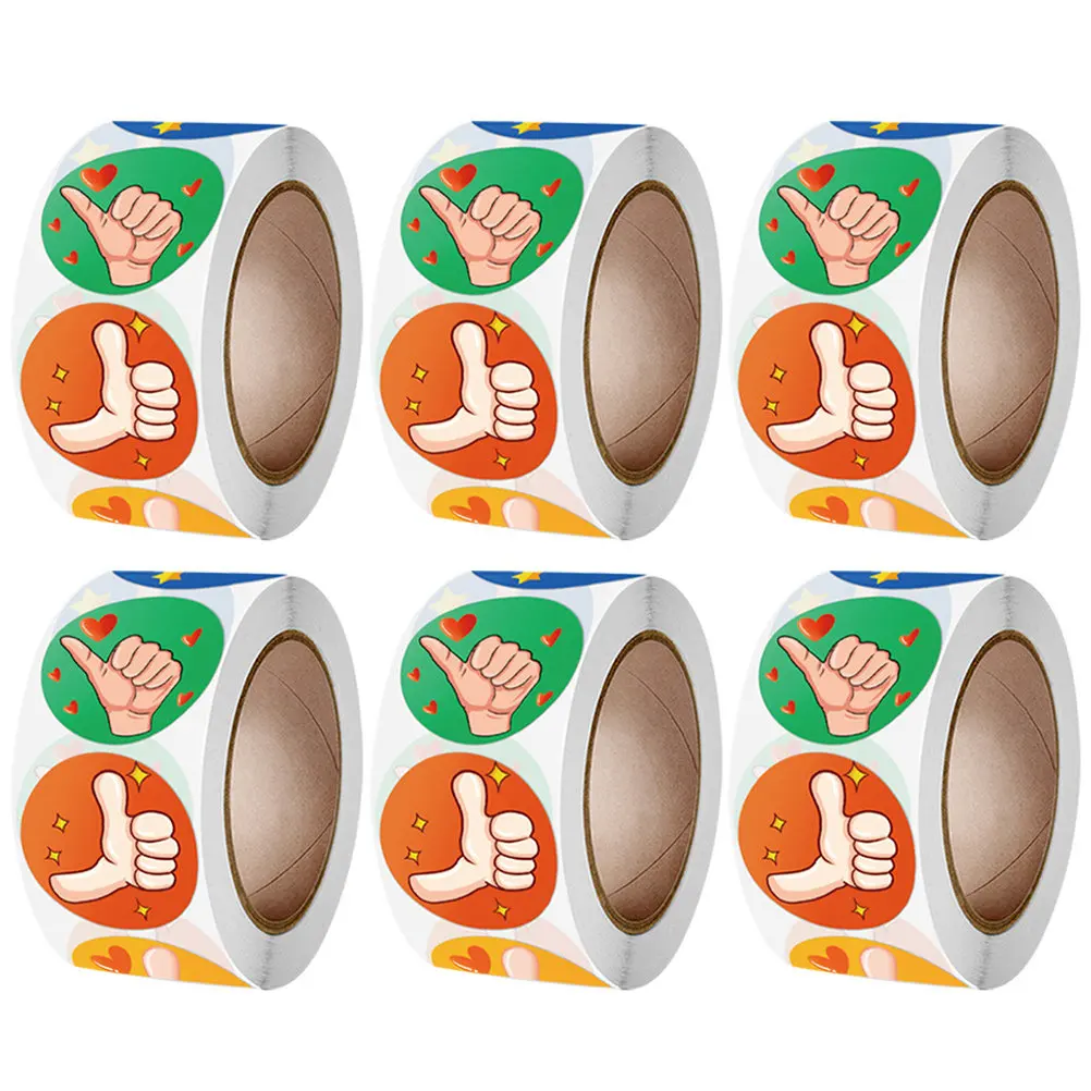 6 Rolls Round Thumb Up Reward Stickers for Teachers Classroom Use Encouraging Incentive Motivational Stickers Adhesive