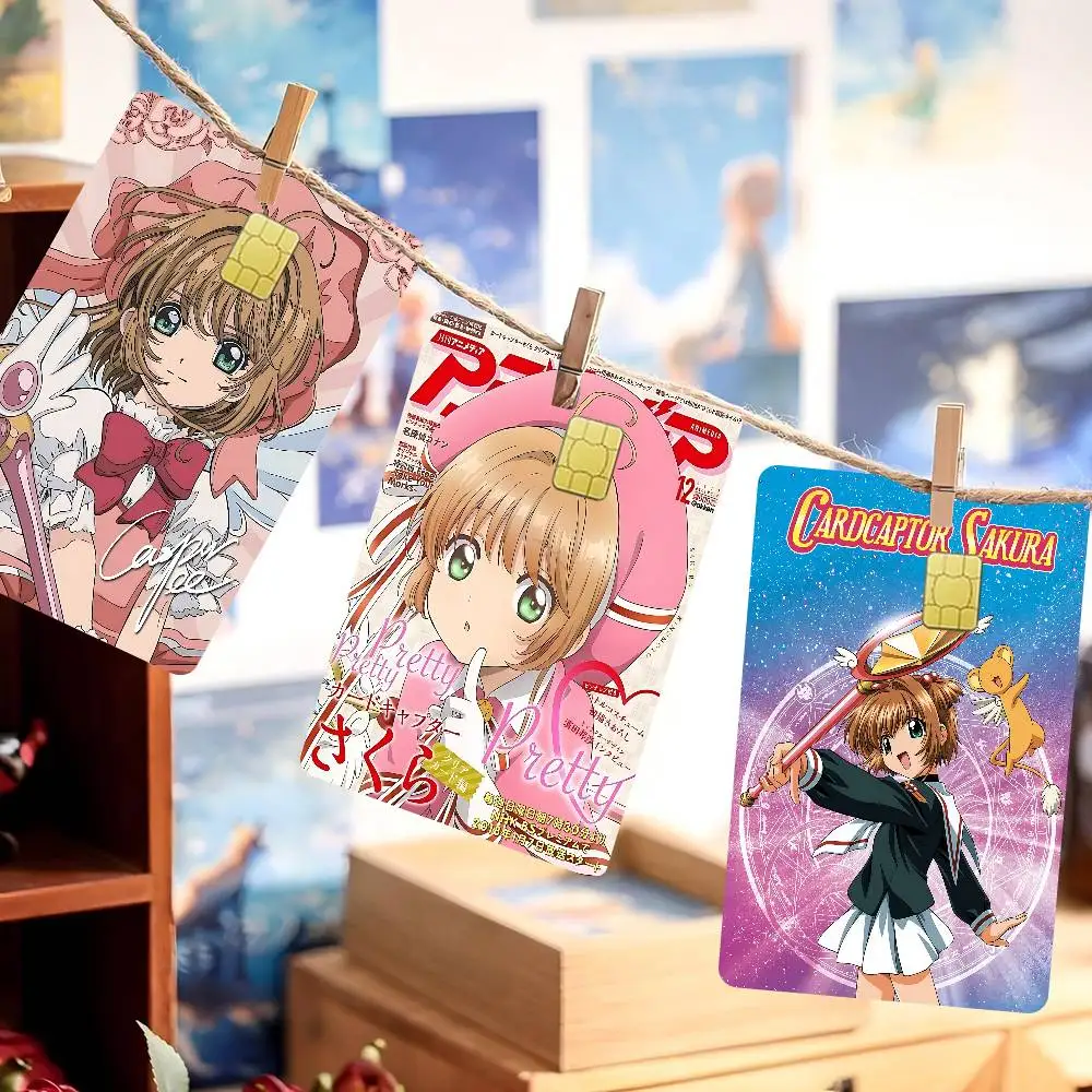 C-CardcaptorS S-Sakura Anime Cartoon Bear Skin Sticker Film Tape Case For Big Credit Debit Card Front Side
