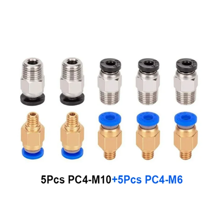 10 stücke Pneumatische Anschlüsse Für 3D Drucker Teile PC4 M6 M10 Schnell Jointer Koppler 1,75/3mm Rohr armaturen PTFE Rohr 2/4mm