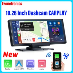 10.26 Inch Touch Screen 2K Car Portable Wireless Apple CarPlay Android Radio Multimedia GPS dual lens Dash Cam 1080P Stereo