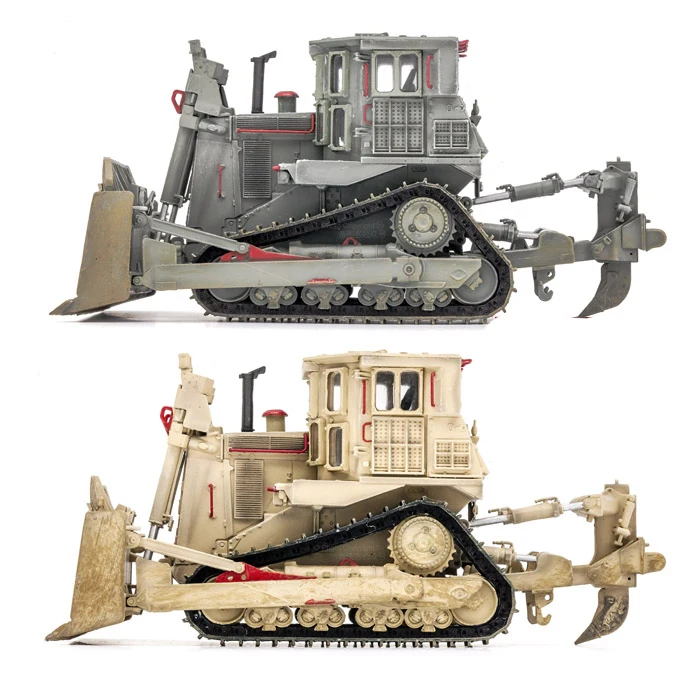 Finished Model 1/72 D9R Plastic Engineering Armored Bulldozer Model Bar Emulation Model Collectible Toy