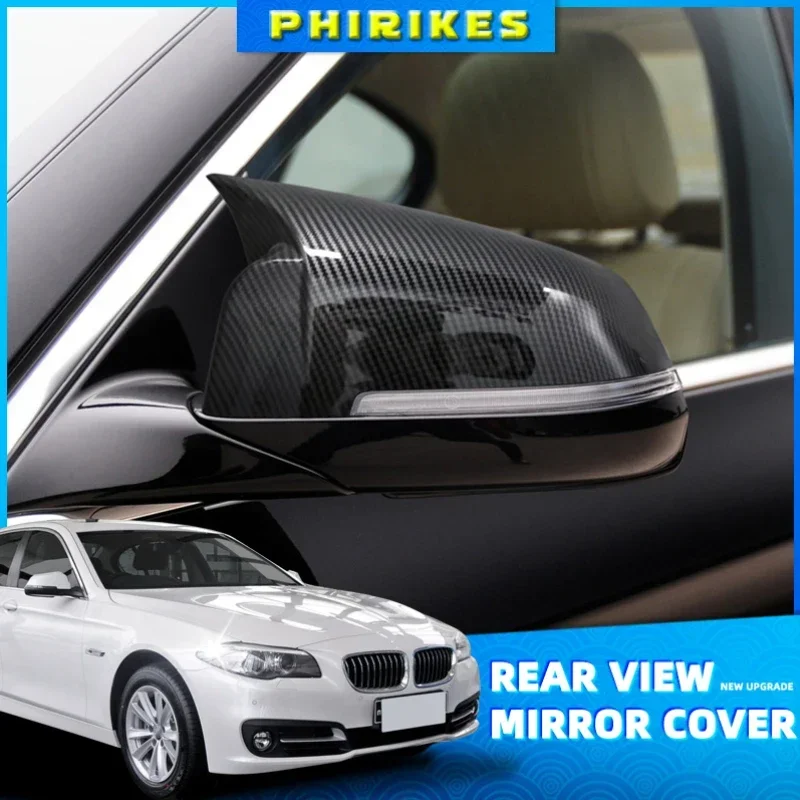 

2x Car Rearview Side wing mirror cover Carbon Fiber Pattern Black for BMW 5 6 7 Series F10 F11 F18 F07 F12 F13 F06 F01 F02 LCI