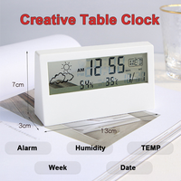 LCD Thermometer Thermo-Hygrometer Creative Weather Display Transparent Digital Alarm Clock Table Clock Weather Station for Home
