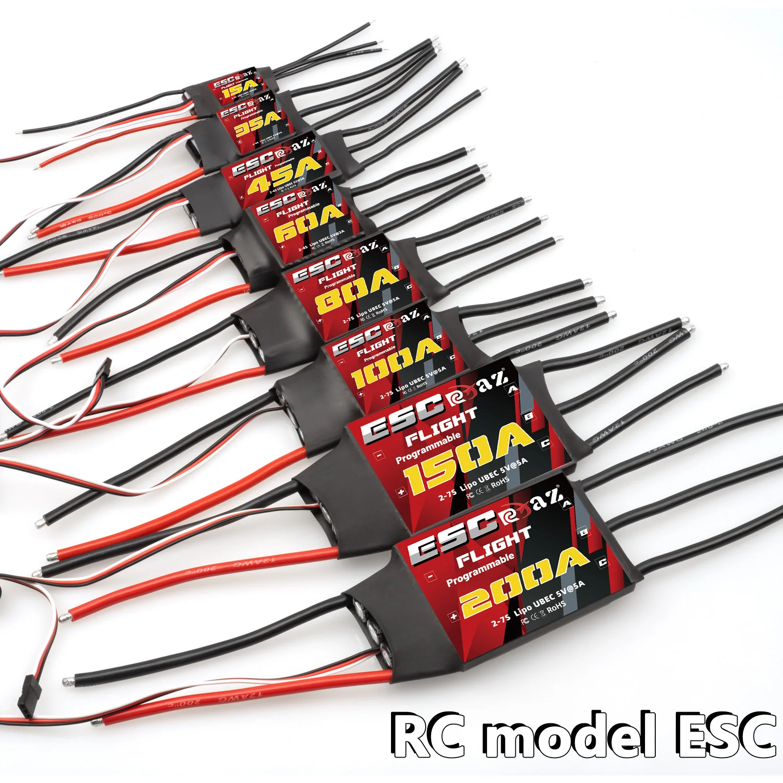 

RC Brushless ESC 15A 35A 45A 60A 80A 100A 150A 200A With UBEC For RC Airplanes Helicopter Drone Quadcopter Aircraft DIY FPV