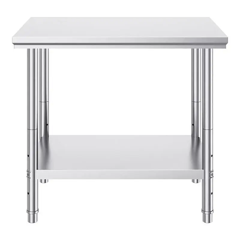 Metal Workstation 900x600x800 Mm for Kitchen Garage Restaurant, 700 Lbs Load Capacity Heavy Duty Adjustable Height Levels Commercial Prep Table