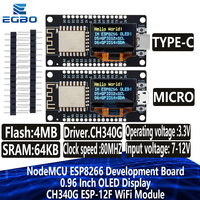 NodeMCU ESP8266 Development Board With 0.96 Inch OLED Display CH340G ESP-12F WiFi Module TYPE-C USB For Arduino/Micropython