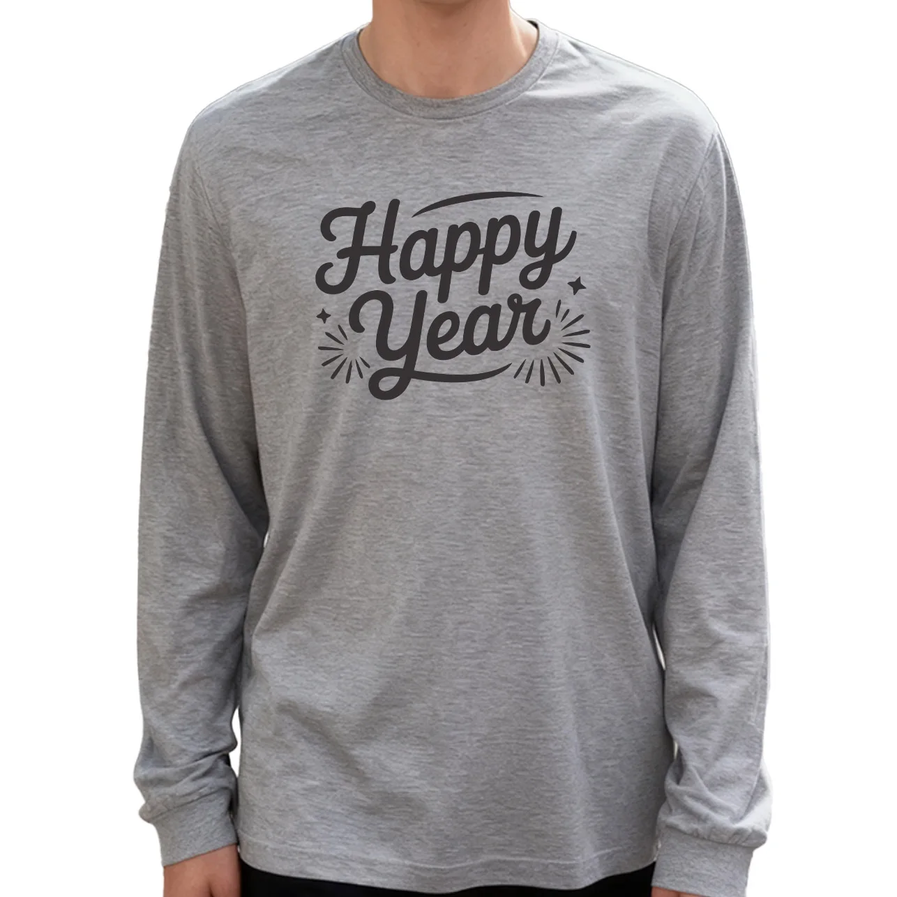 Мужская футболка с длинным рукавом Happy New Year in Elegance, 100% хлопок, 180 г, с круглым вырезом, повседневный стиль, мягкая и дышащая