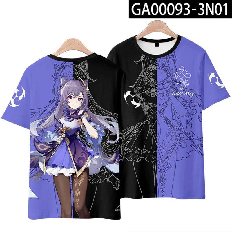 New Game Anime Hutao Yae Miko Pattern 3D Print T-Shirt Men Women Cosplay Short Sleeve T Shirts Oversized Tees Tops Kid Clothing