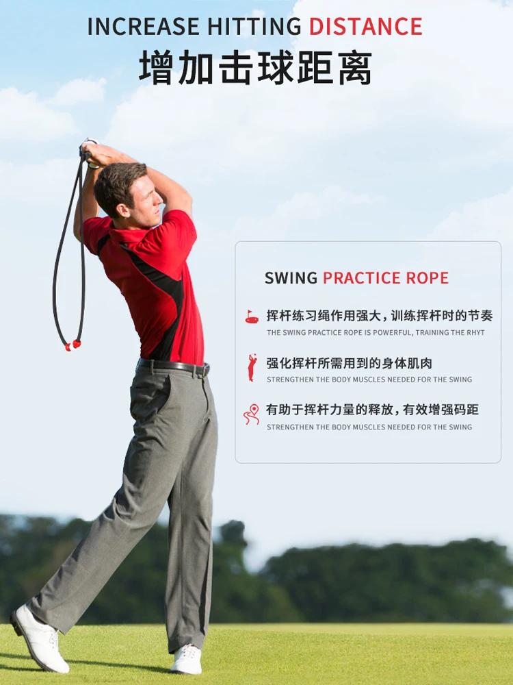 Golf practitioner, swing fitness rope, delayed downstroke release indoor training rope, whip power stick