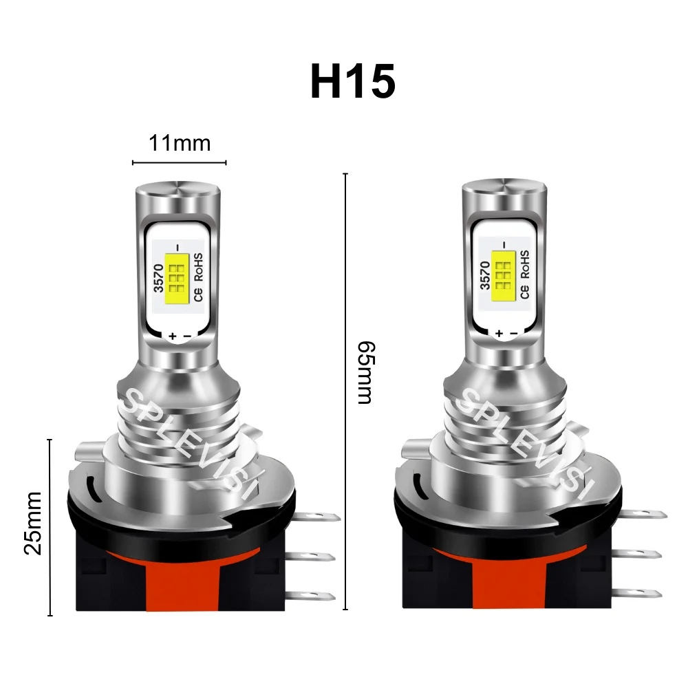 Pair LED H15 High Beam/Daytime Running Light For Ford Mondeo V 2010 2011 2012 2013 2014 2015 2016 2017 2018 2019 2020 2021 2022