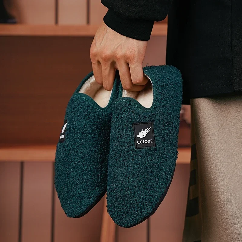 

Warm Cotton Men Shoes Winter Slip on Lightweight Slippers Women Plush Bedroom Home Cotton Slippers Unisex Indoor Winter Shoes