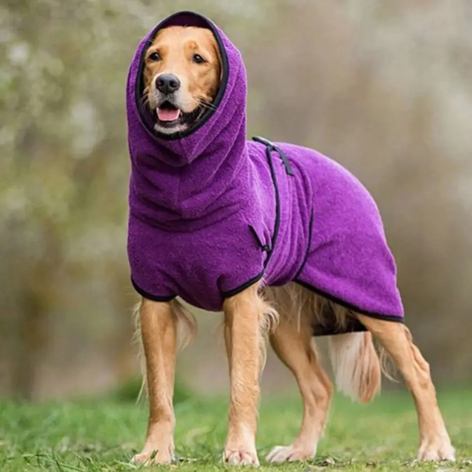 Cozy Soft Polyester Pet Clothes Vest Dog Towelling Drying Robe Warm Fleece Hoodies Jacket Comfortable Sleepwear Coat Apparel Tre 4