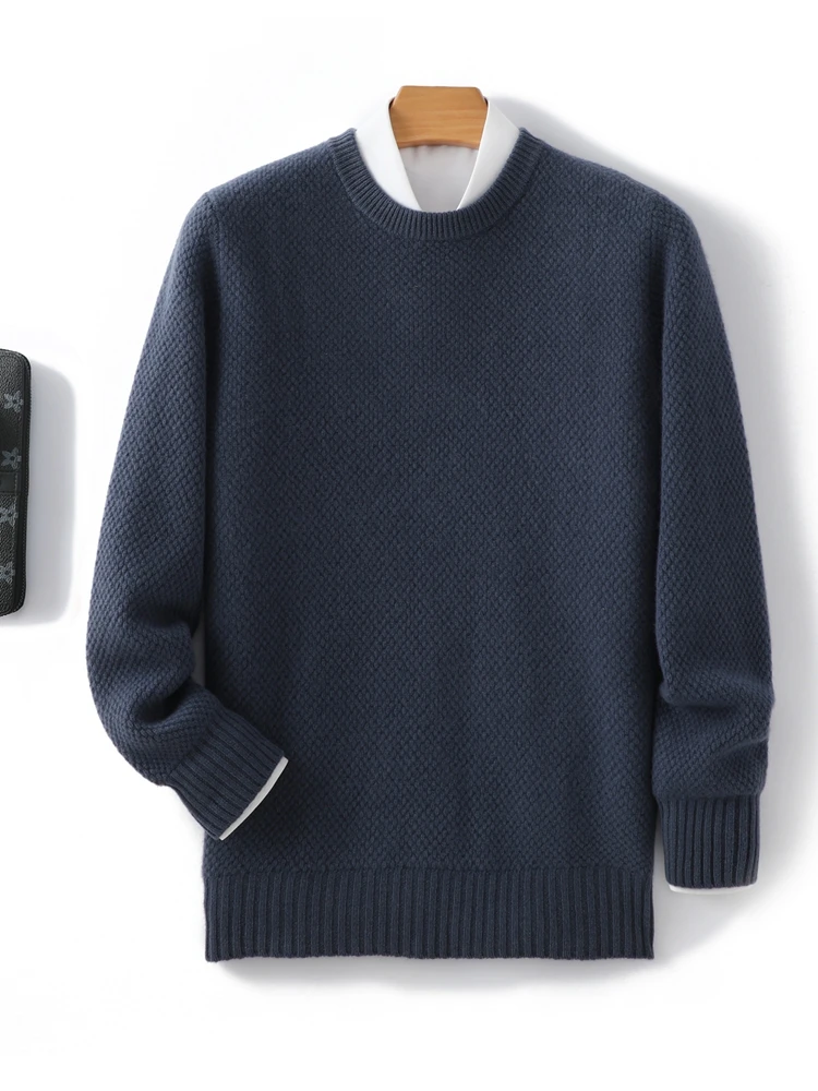 

Choice Men 100% Merino Wool Sweater New Style Autumn Winter Mock-neck Thick Warm Knit Pullover Tops Man Casual Pure Color tops