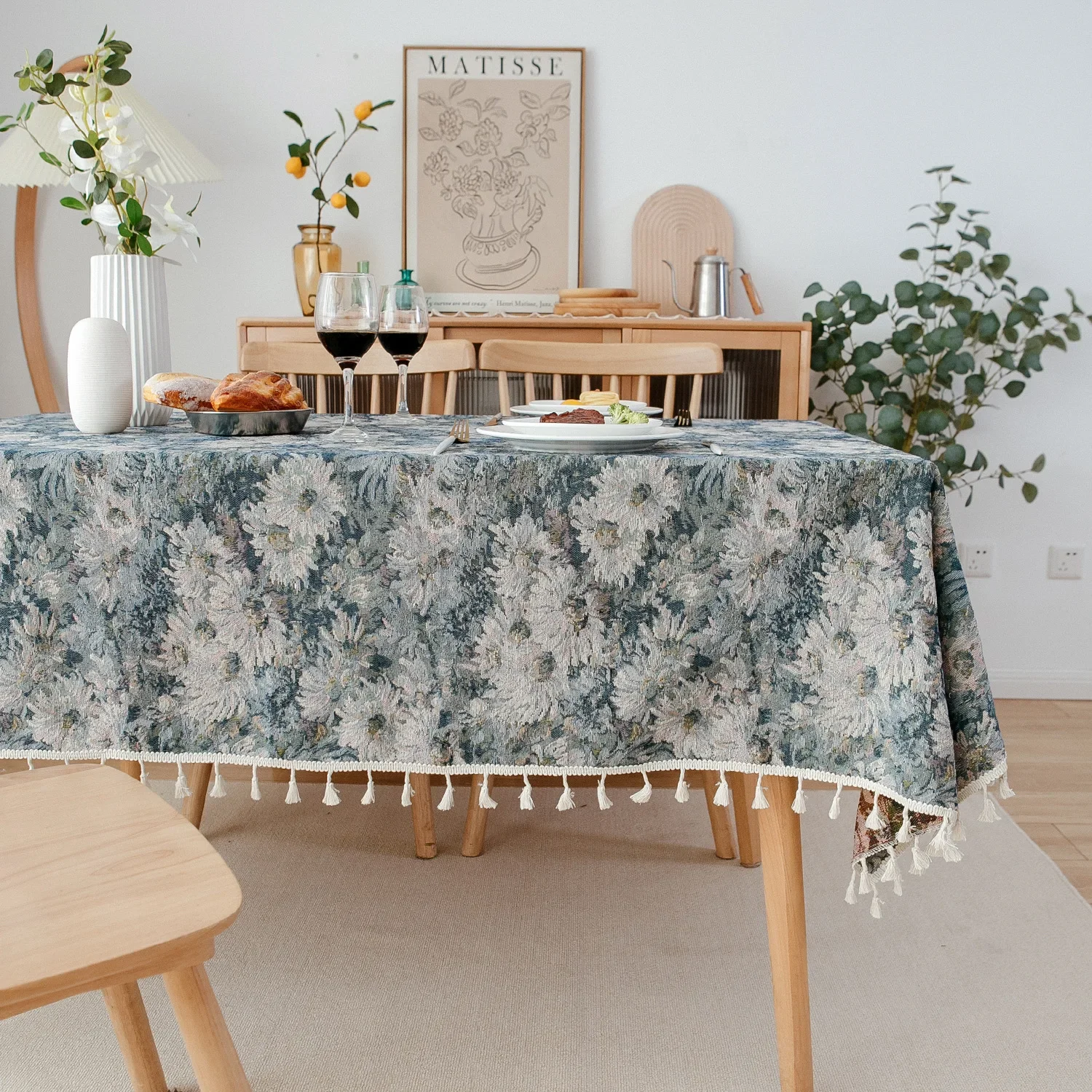 

Blue Oil-proof Tablecloth Waterproof Thickened Rectangular Tablecloth Cabinet Coffee Table Cover Cloth Cloth Napkins for Table