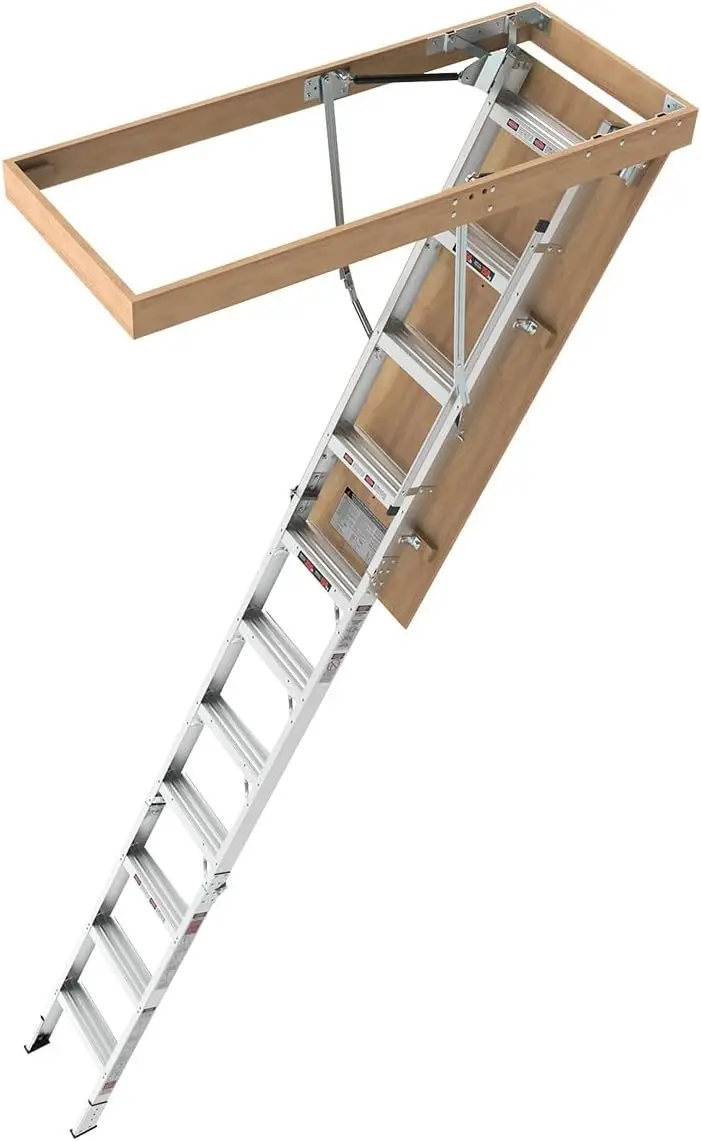 Attic Ladder Pull Down System, 10 Foot Pull Down Stairs for Attic Folding Attic Access Ladders, Loft Ladder for 54