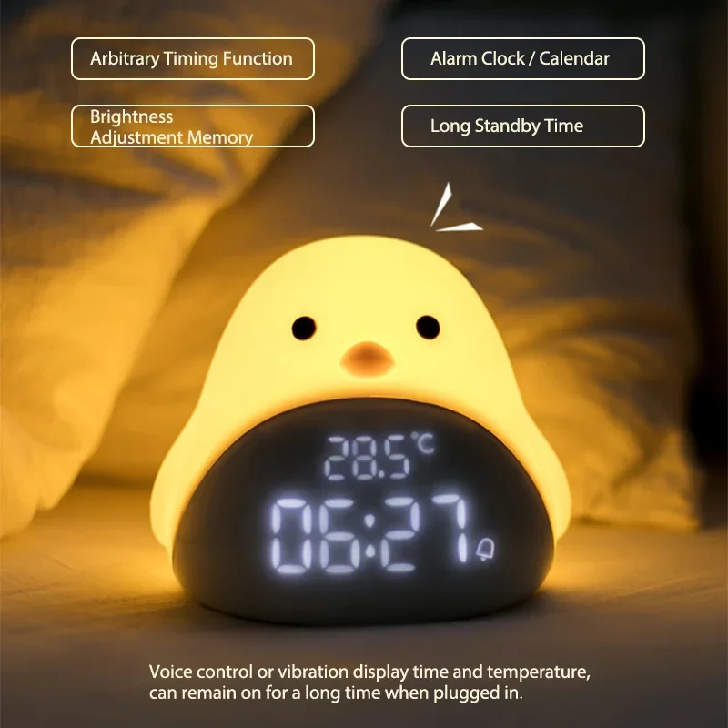 Cute Bird Alarm Clock Wake Up Light Digital Snooze Nature Night Lamp Sunrise Colorful Light With Nature Sounds Desk Table Clock