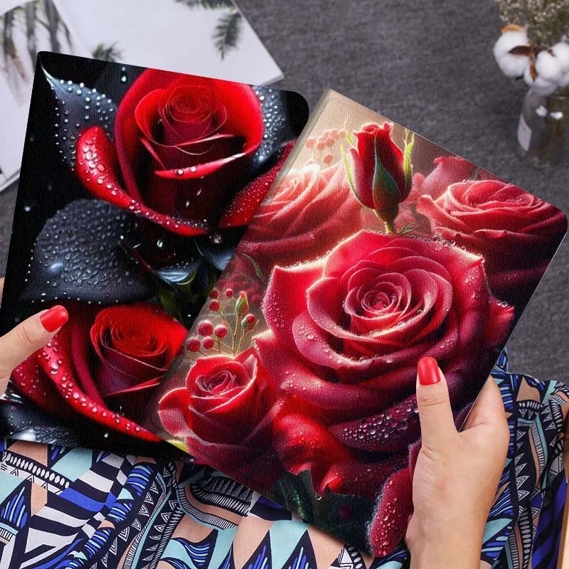 

Red Roses With Dew Gift Tablet Case For Lenovo Xiaoxin Legion Pad Tab Pro GT Y700 Gen4 2 11 P11 M10 K10 3rd Plus Gen