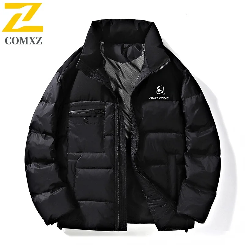 COMXZ Bread Jacket Stand Collar Warm Cold-Resistant Snowy Puffer Jacket Travel Loose High-Quality Winter Jacket Men's Clothing