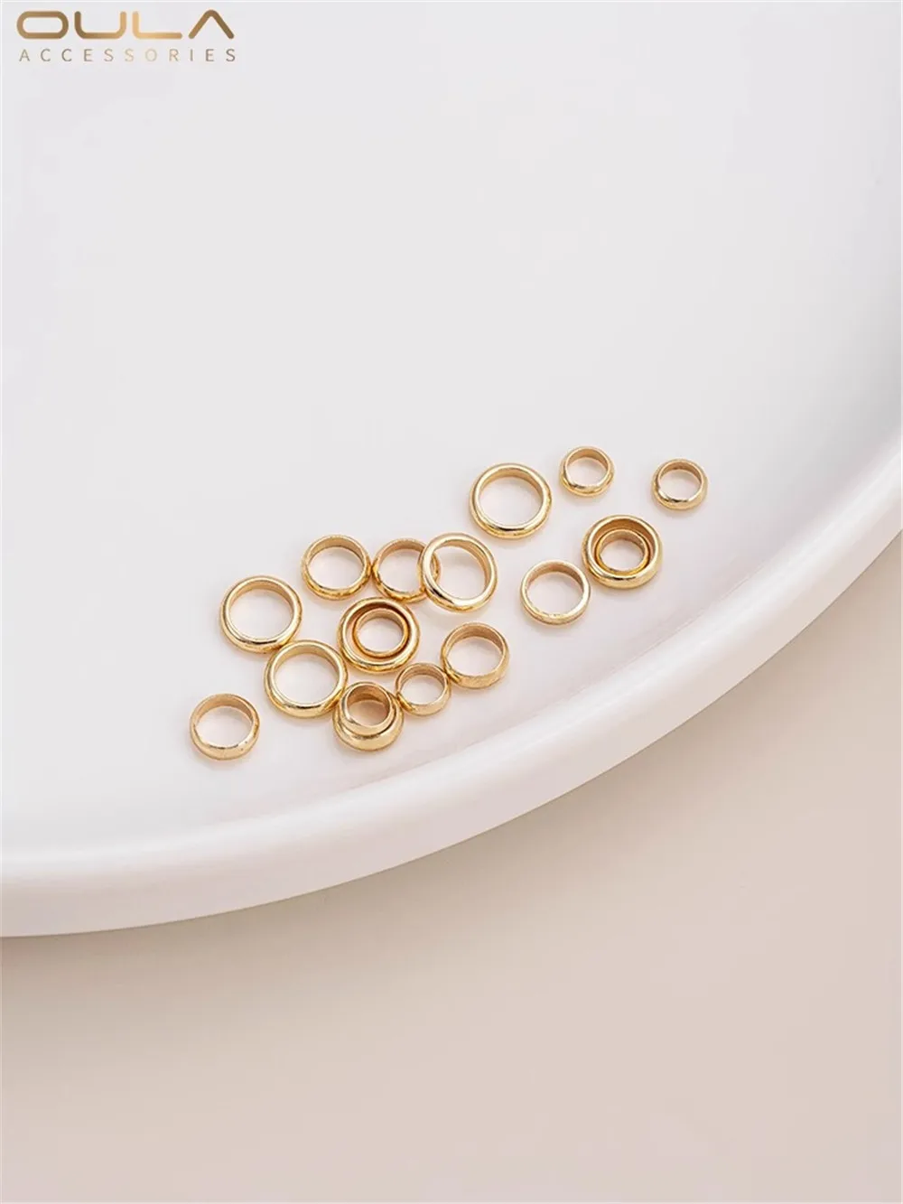 

14K Bag Gold Color Closed Loop Bracelet Necklace Connecting Loop Spacer Without Opening Small Circle Diy Starter Accessories