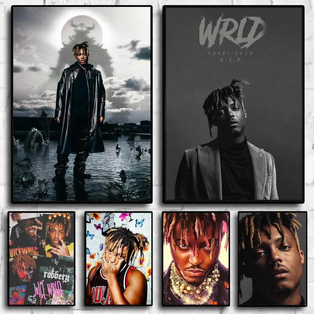 Hip Hop Rapper Juice WRLD Poster Sticky Wall Art Printing Waterproof Home Living Bed Room Garage Bar Aesthetic Decor