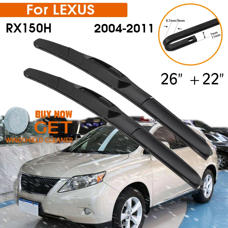 

Car Wiper Blade For LEXUS RX150H 2004-2011 Windshield Rubber Silicon Refill Front Window Wiper 26"+22" LHD RHD Auto Accessories