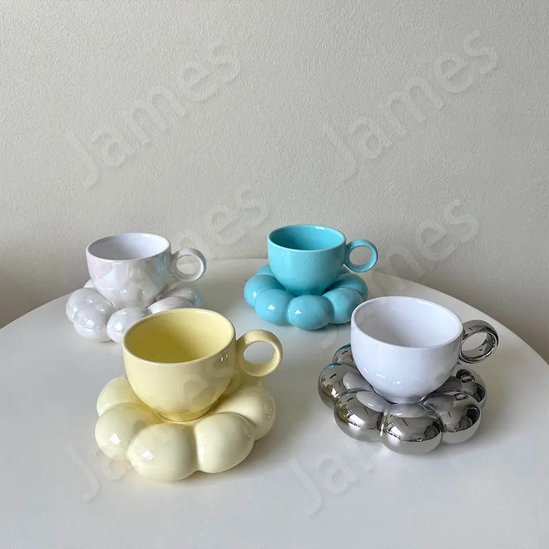 Personalized Design Mug Tea Cups and Saucers Modern Solid Color Ceramic Mugs Coffee Cup Household Use Restaurant Coffee Mugs