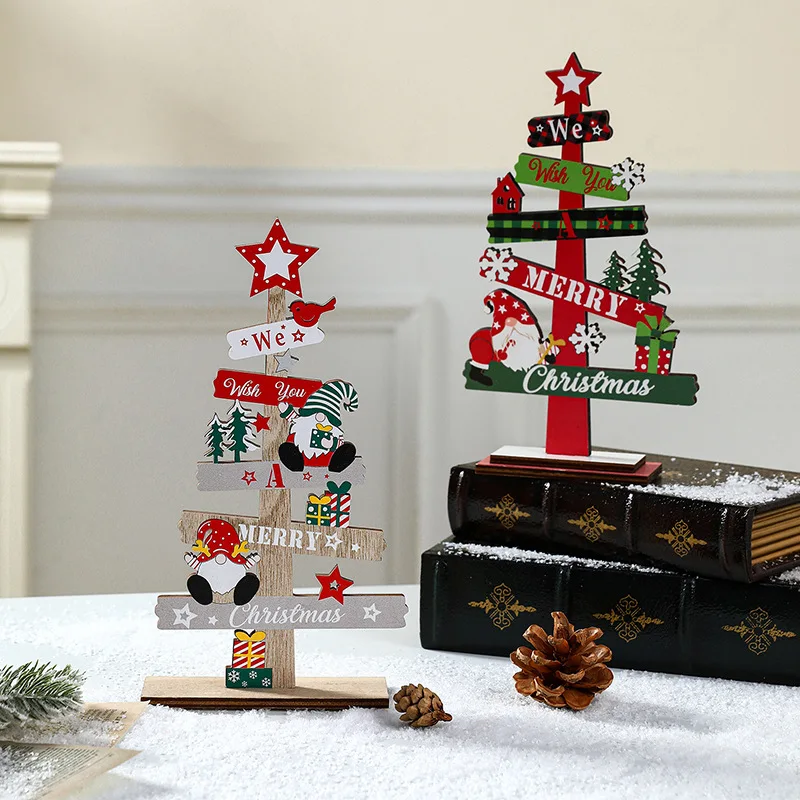 

Christmas Decorations English Letter Advertising Wooden Signs Creative Wooden Letter Tree shaped Ornament Tabletop Decorations