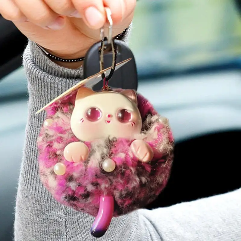 Cute Doll Keychain Soft Ball Doll Keychain Creative Mini Plush Toy Comfortable Ball Bag Ornament For Girls Backpack Accessory