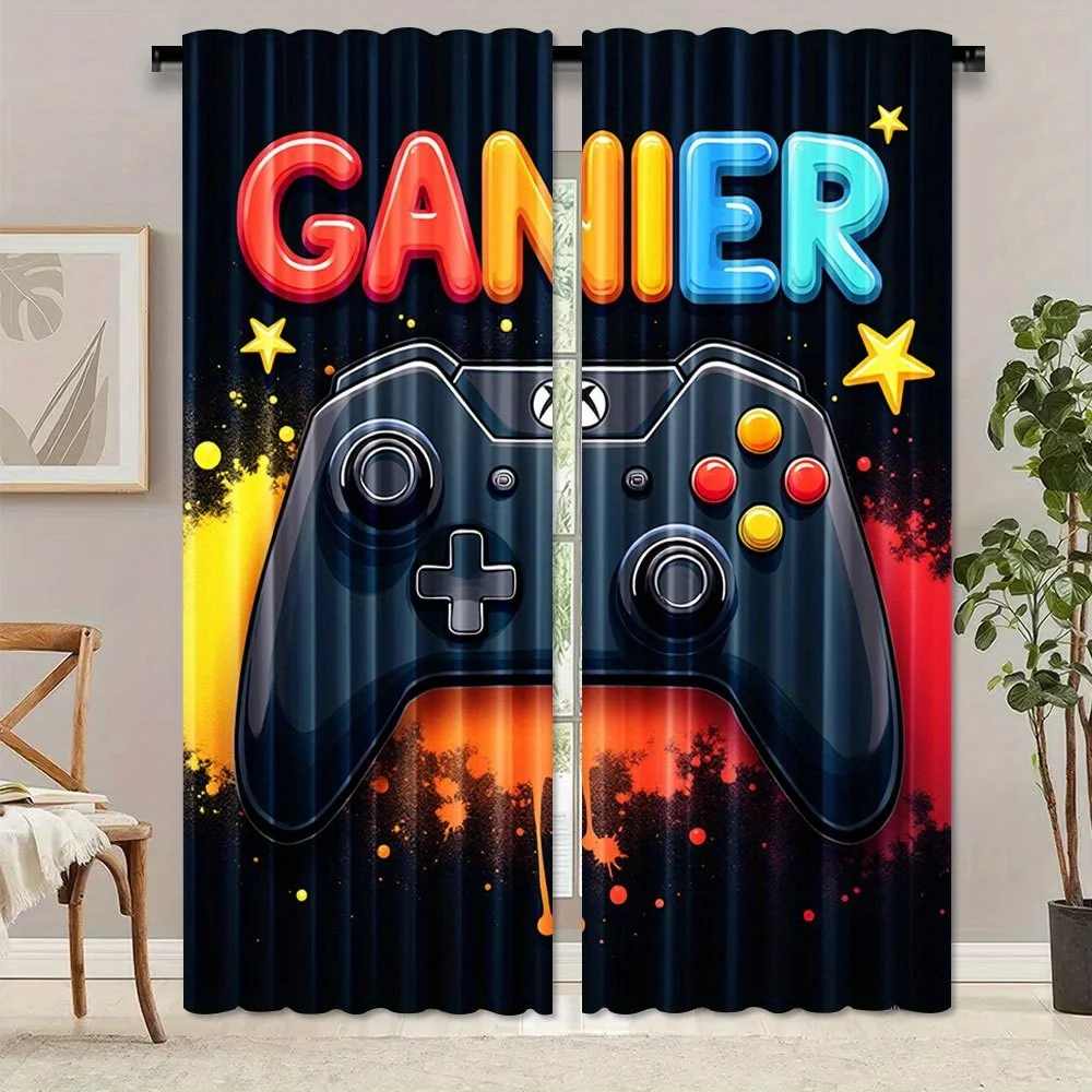 Game controller pattern Print Drapes Room Darkening Window Curtains for Home Decor,Rod Pocket Blackout Curtains Bedroom