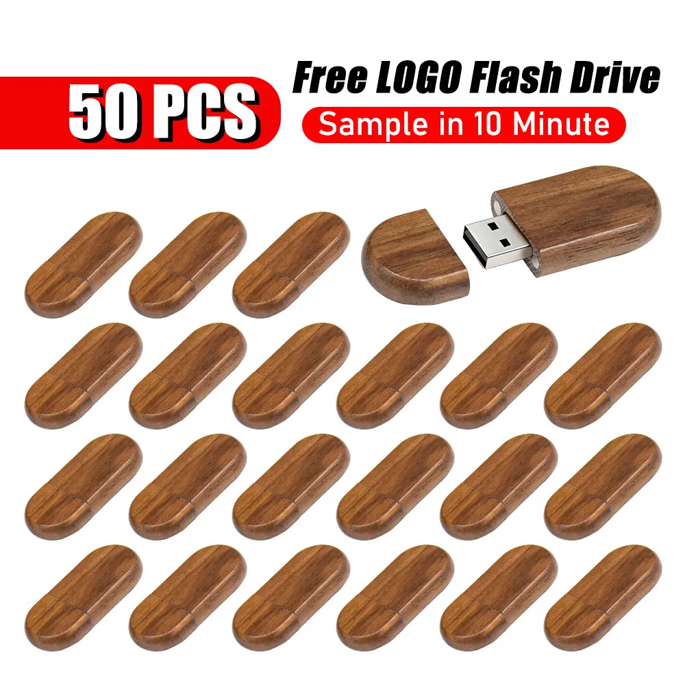 50pcs/Lot High speed USB 2.0 Flash Drive Wooden Pendrive 8GB 16GB 32GB 64GB 128GB Memory Stick Wedding Gift (Free LOGO)