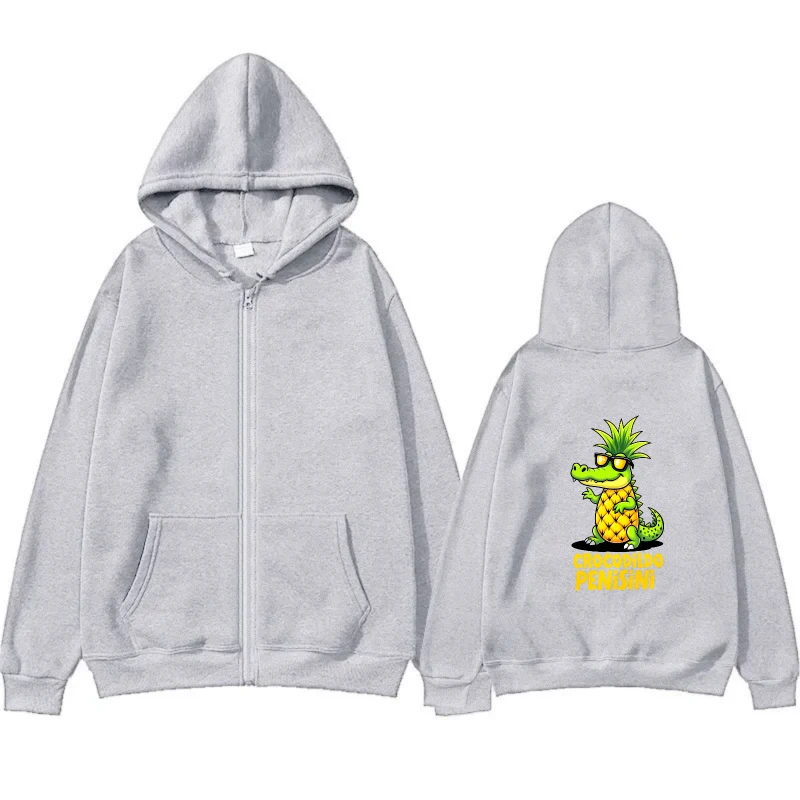 جاكيت رجالي بقلنسوة أسود تمساح أناناس مطبوع تمساح Penisini ملابس خارجية غير رسمية للارتداء اليومي والسفر #4