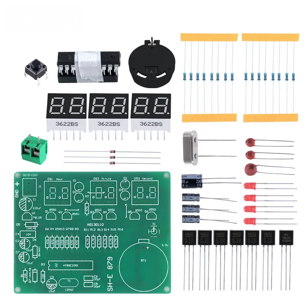 Kit fai da te AT89C2051 orologio elettronico tubo digitale Display a LED Suite modulo elettronico parti e componenti DC 9V - 12V