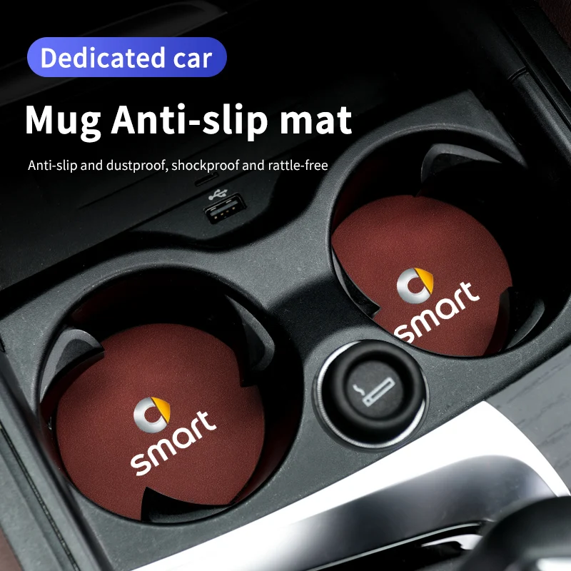 Car Anti Slip Mat Water Cup Slot Coaster Decoration Pad For Smart Fortwo Forfour 451 453 450 452 454 Roadster Coupe