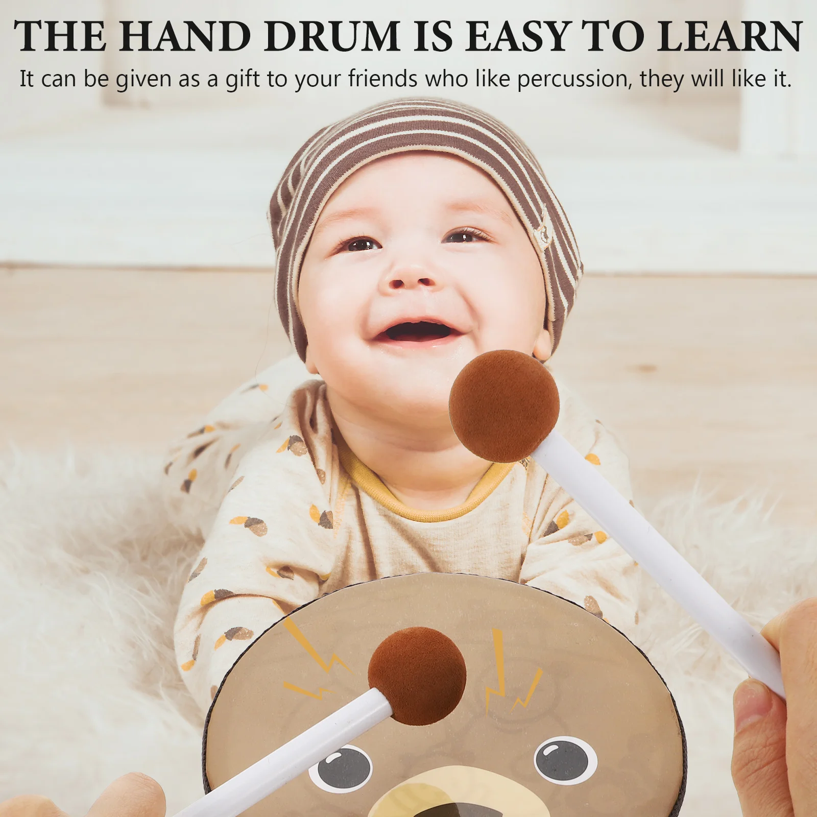 Children Playing Drums Sense of Rhythm Toy Toddler Percussion Instrument Hand for Kids Beat The Supplies Polyester Head Wood