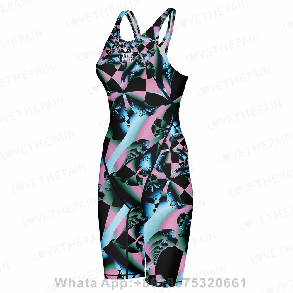 

Women's Open Back Tech Suit Swimsuit Competition Training Neck To Knee Swimsuit One-piece Jumpsuit Professional Swimsuit 2023