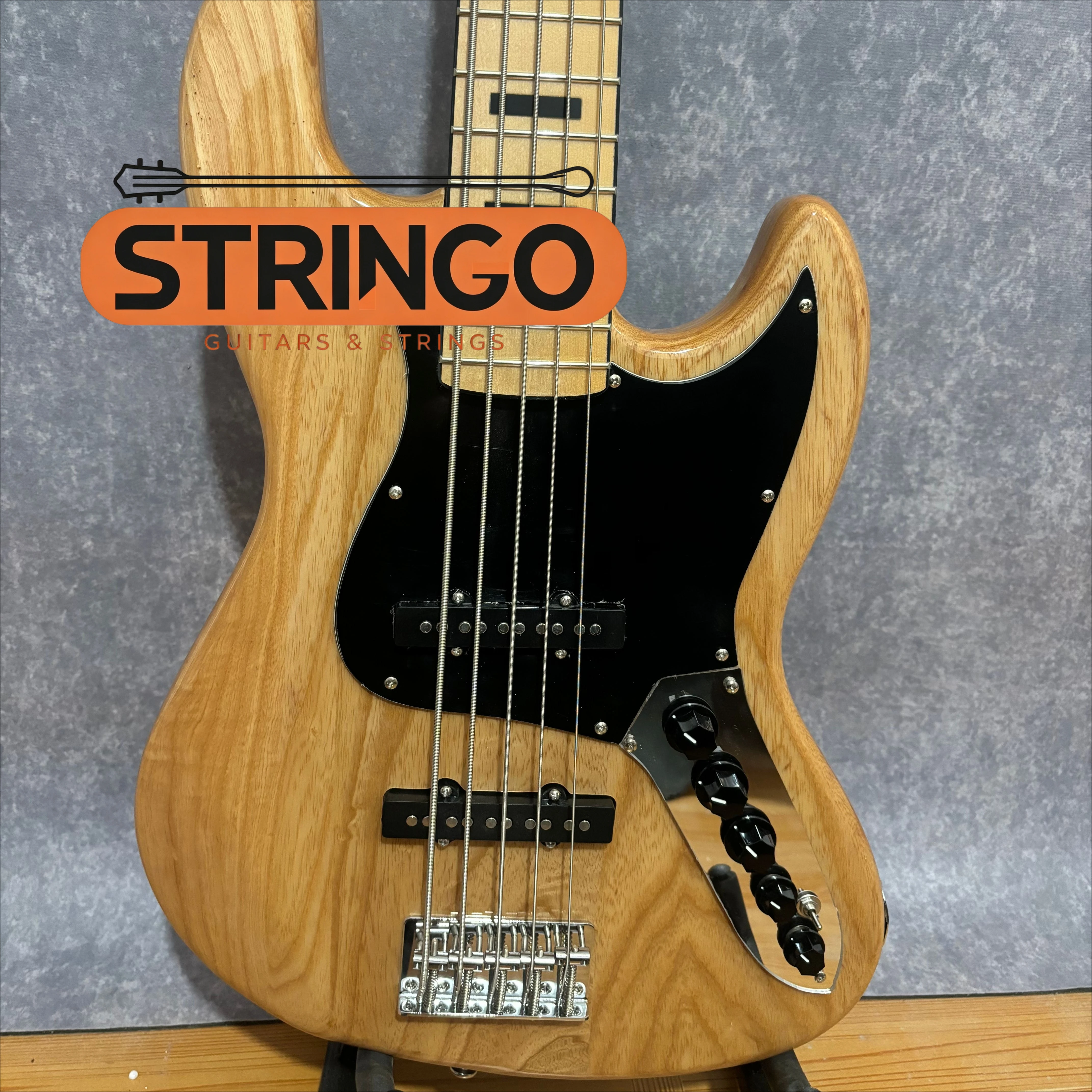 Natural 5 String Jazz Electric Bass Ash Body Maple Fingerboard Clear Low Tone Advanced Bassist Solo Ensemble Bass